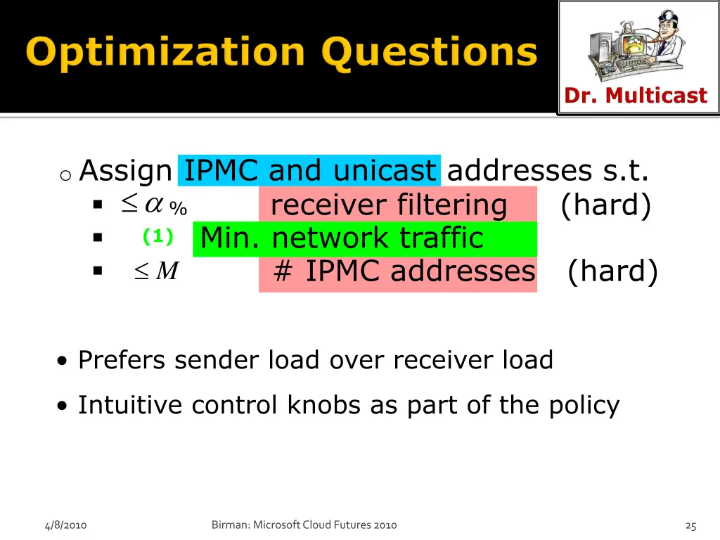 o assign ipmc and unicast addresses s t receiver