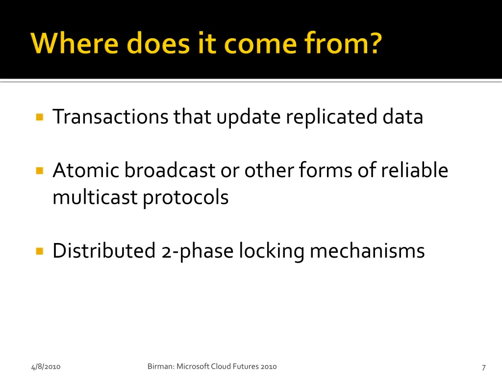 transactions that update replicated data