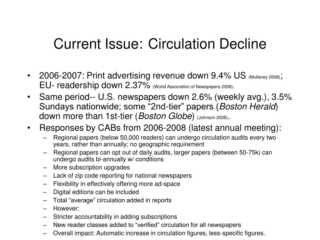 current issue circulation decline