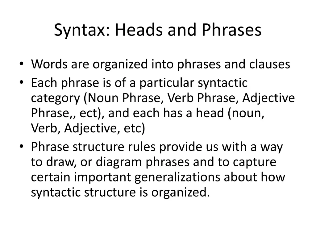 syntax heads and phrases