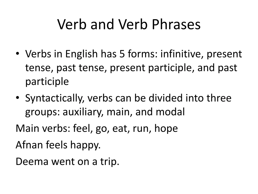 verb and verb phrases