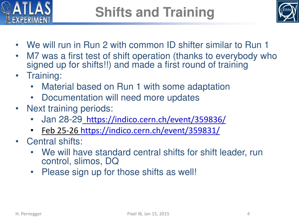 shifts and training