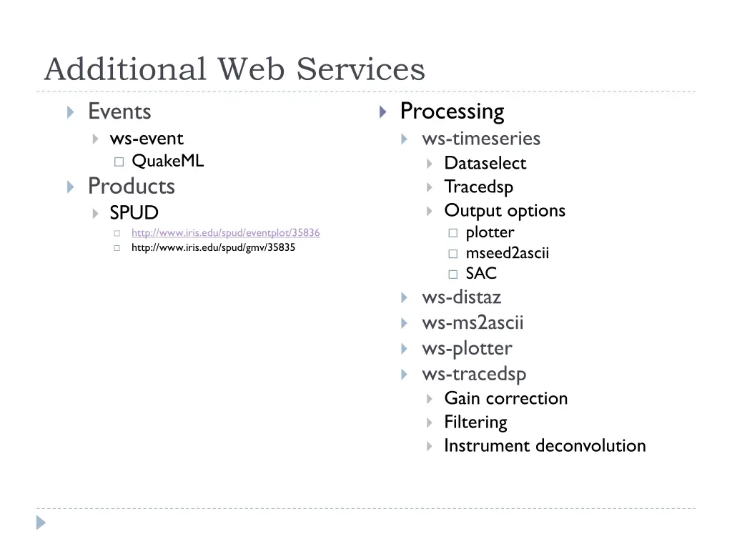 additional web services events ws event quakeml