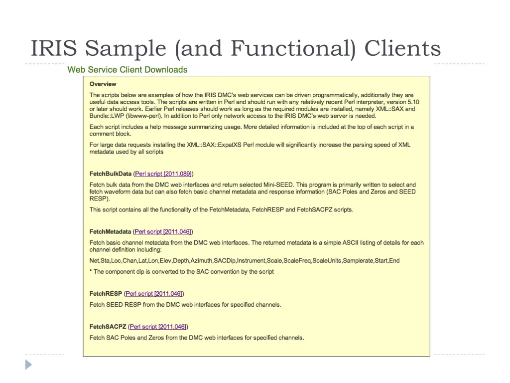 iris sample and functional clients