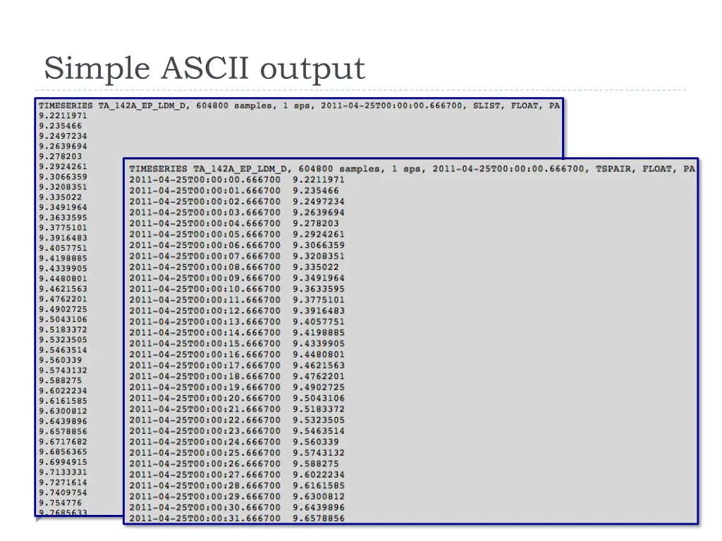 simple ascii output