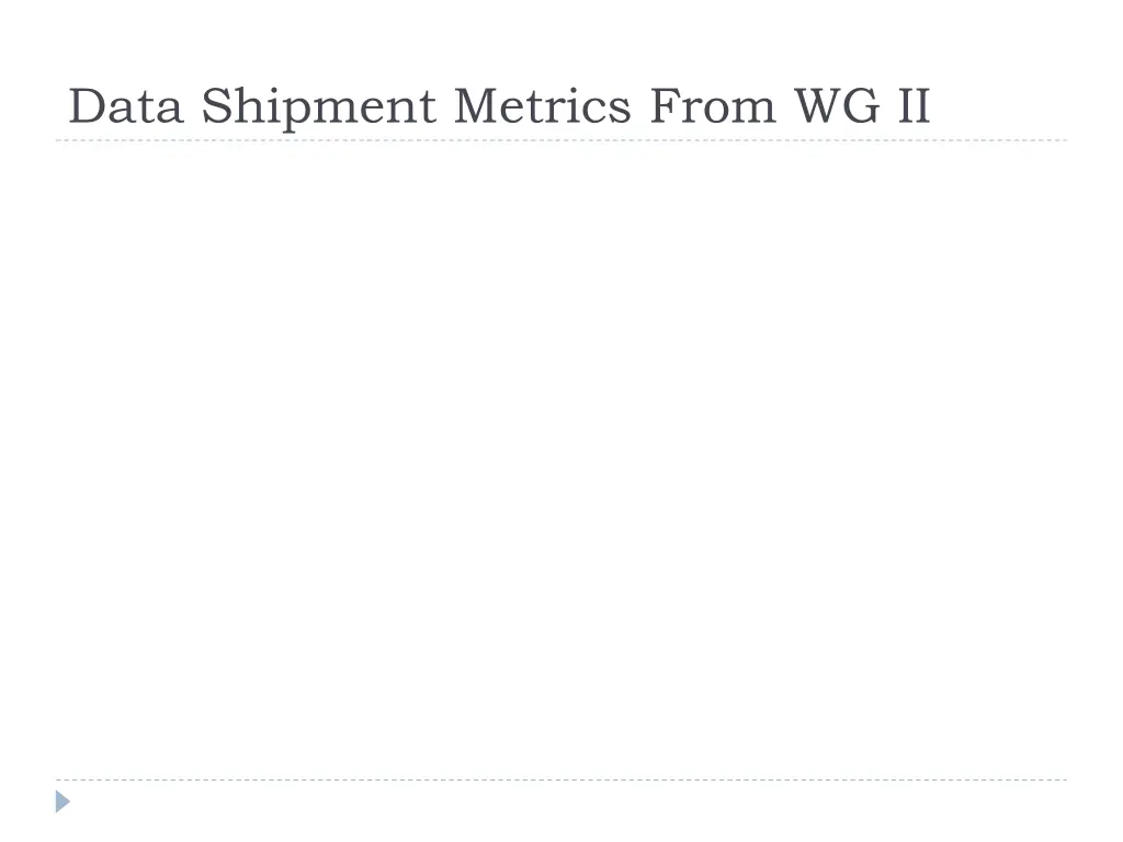 data shipment metrics from wg ii