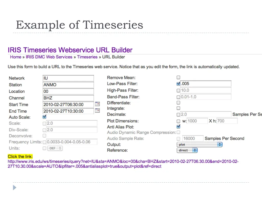 example of timeseries