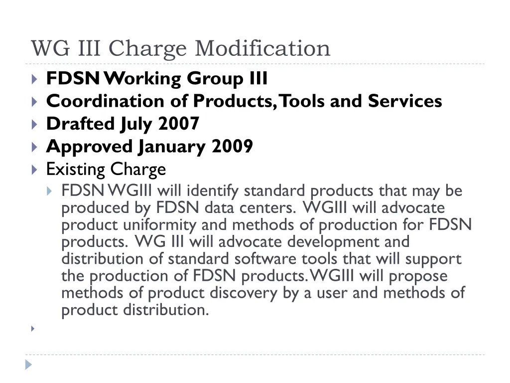 wg iii charge modification fdsn working group