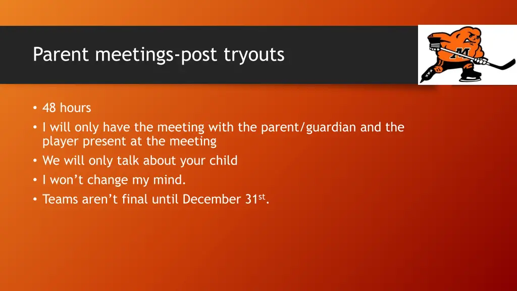 parent meetings post tryouts