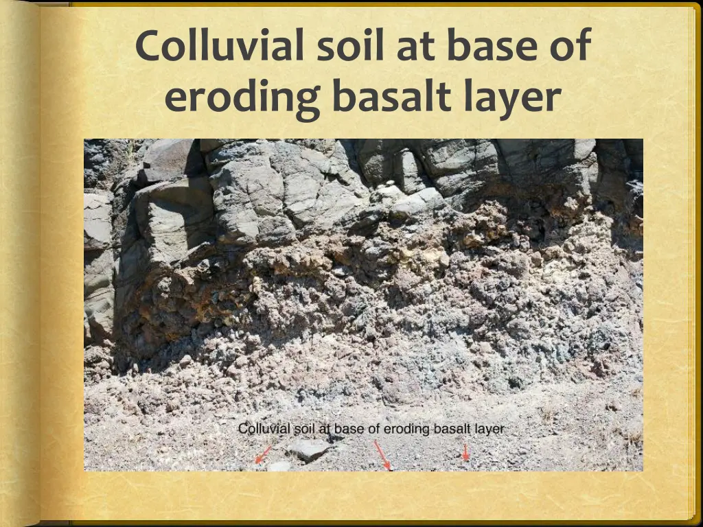 colluvial soil at base of eroding basalt layer