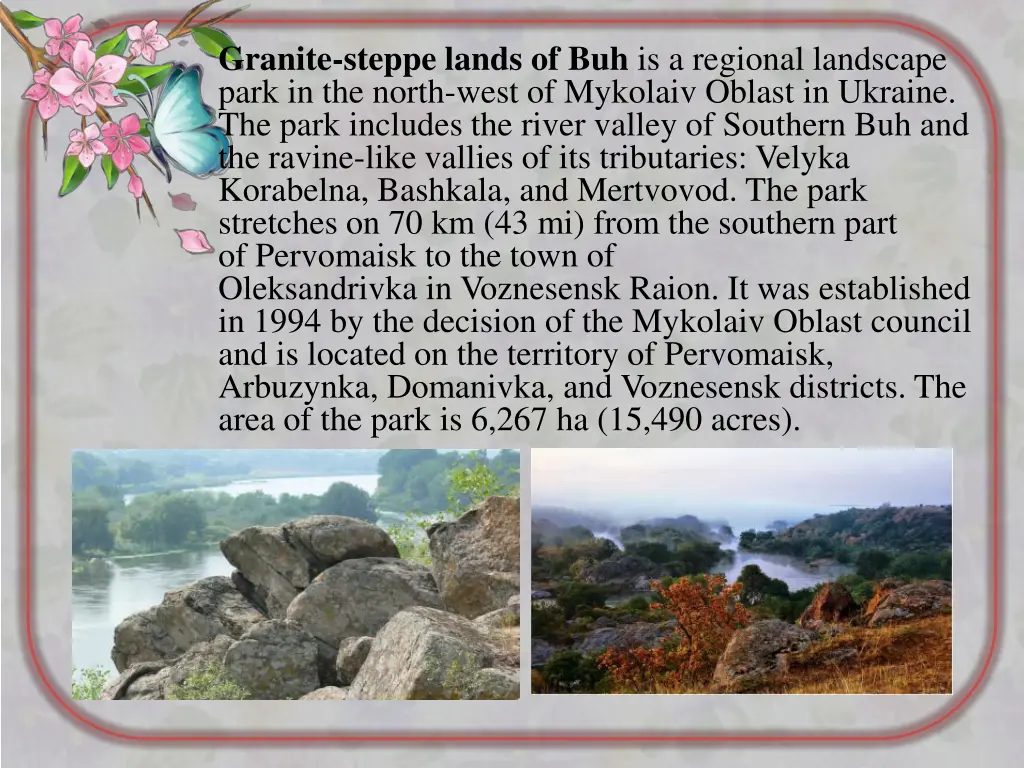 granite steppe lands of buh is a regional