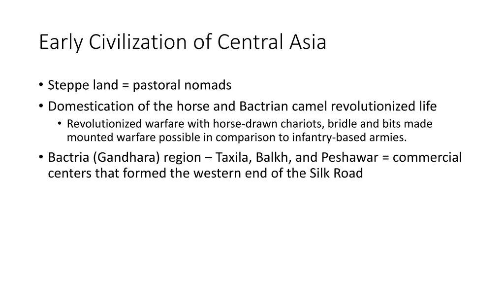 early civilization of central asia