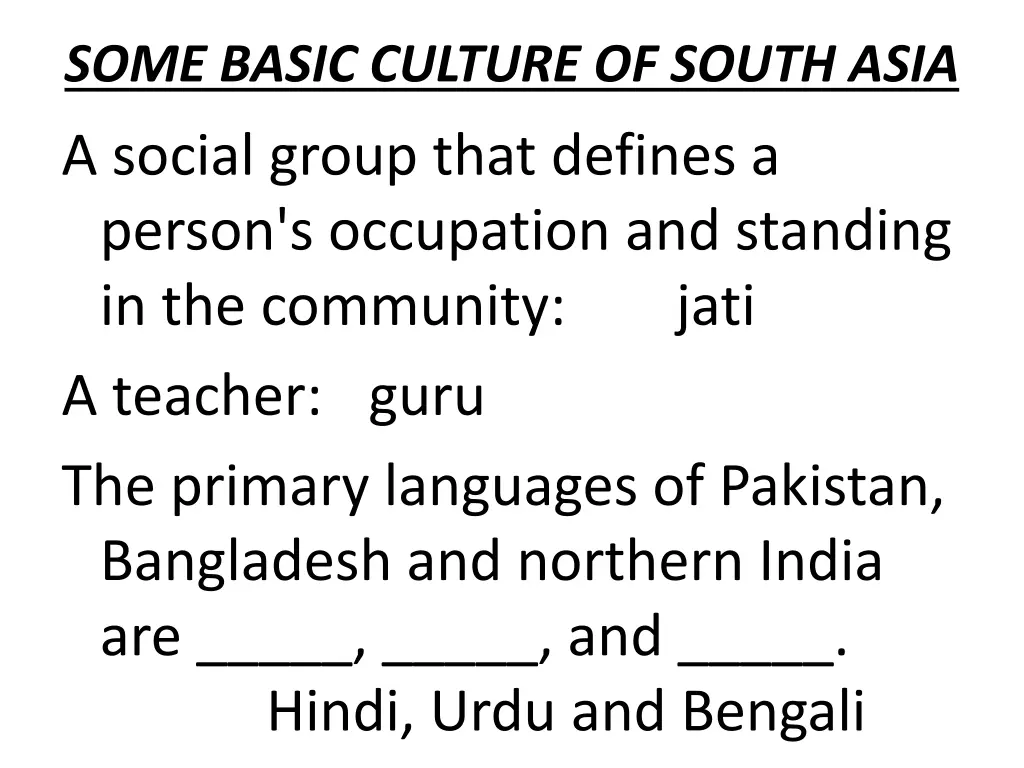 some basic culture of south asia