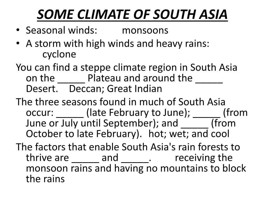 some climate of south asia seasonal winds a storm