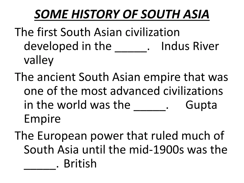 some history of south asia the first south asian