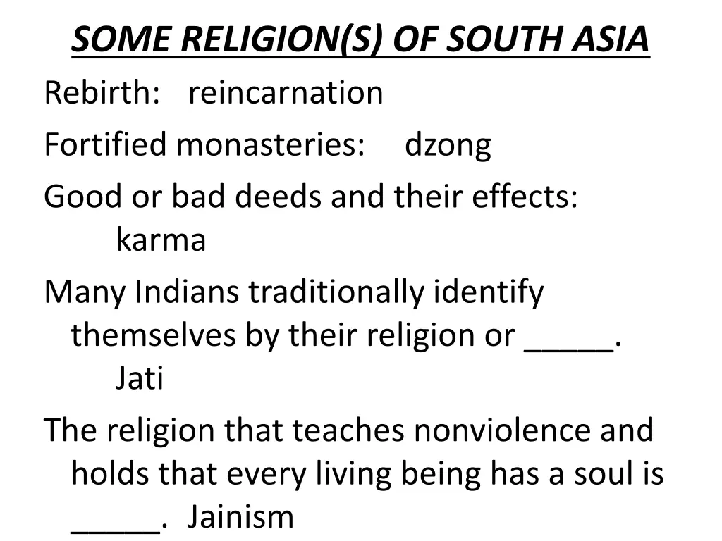 some religion s of south asia rebirth