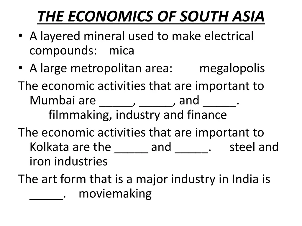 the economics of south asia a layered mineral