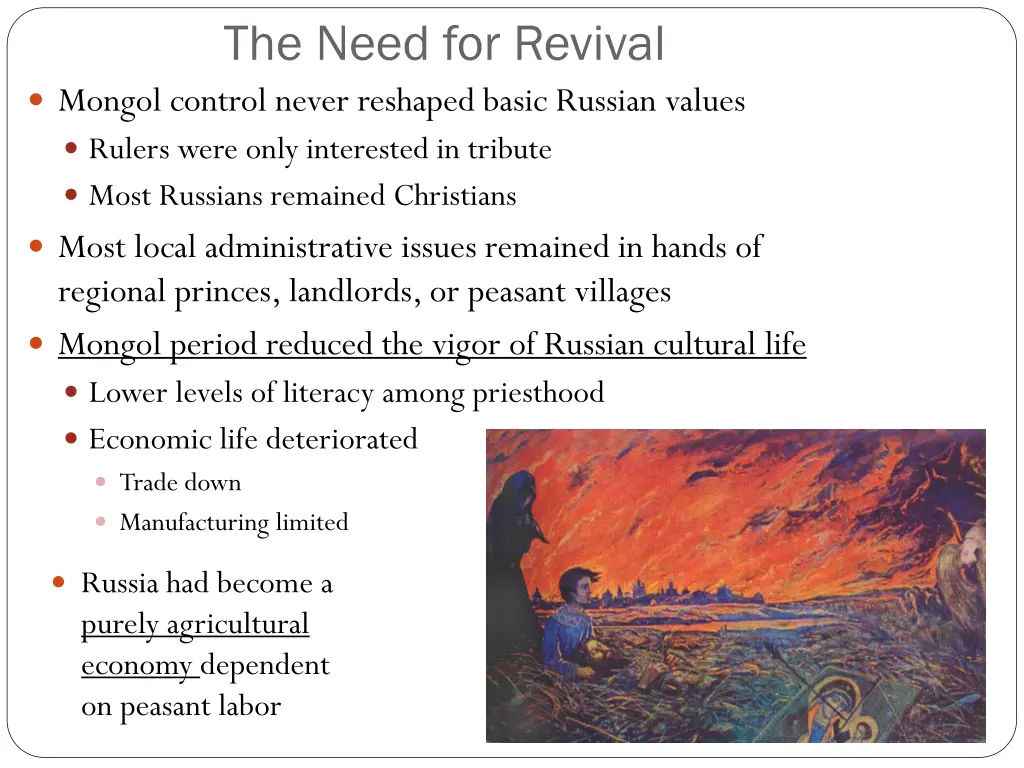 the need for revival mongol control never