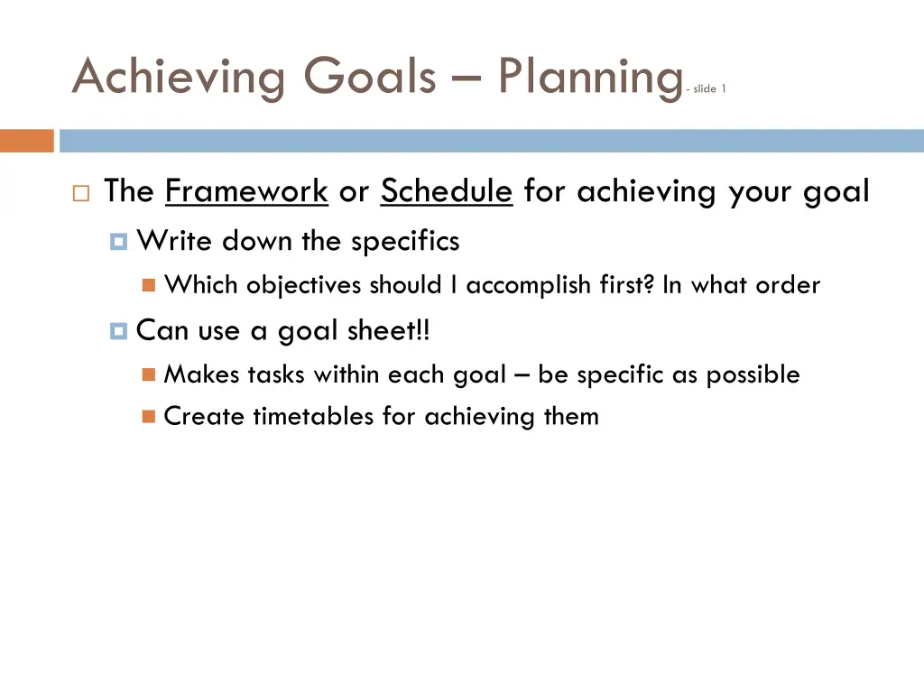 achieving goals planning slide 1