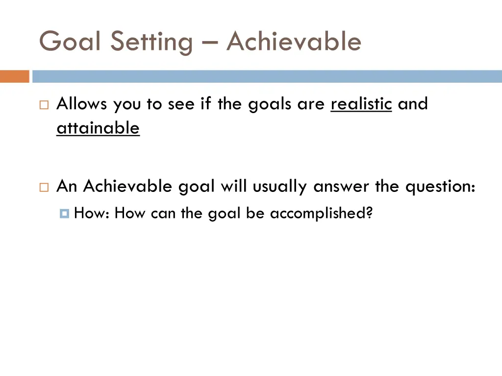 goal setting achievable