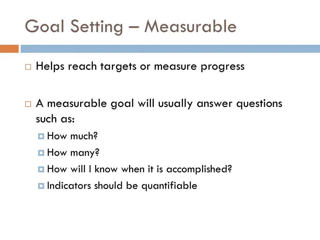 goal setting measurable