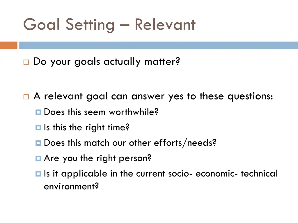 goal setting relevant