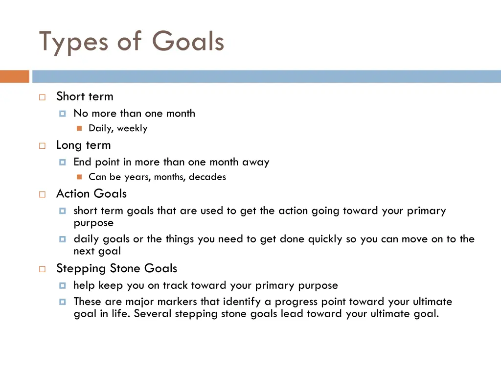 types of goals