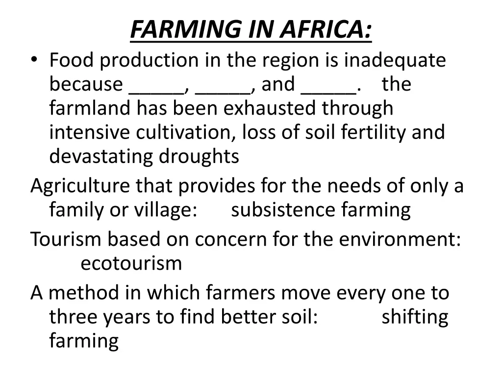 farming in africa food production in the region