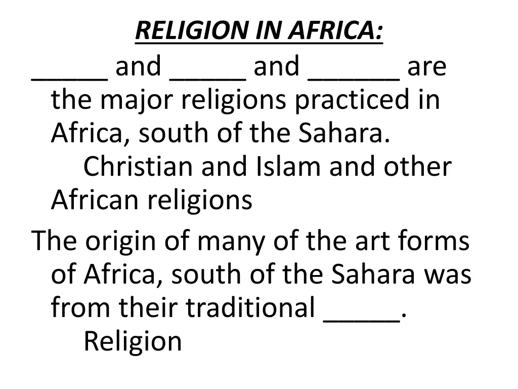 religion in africa and and are the major