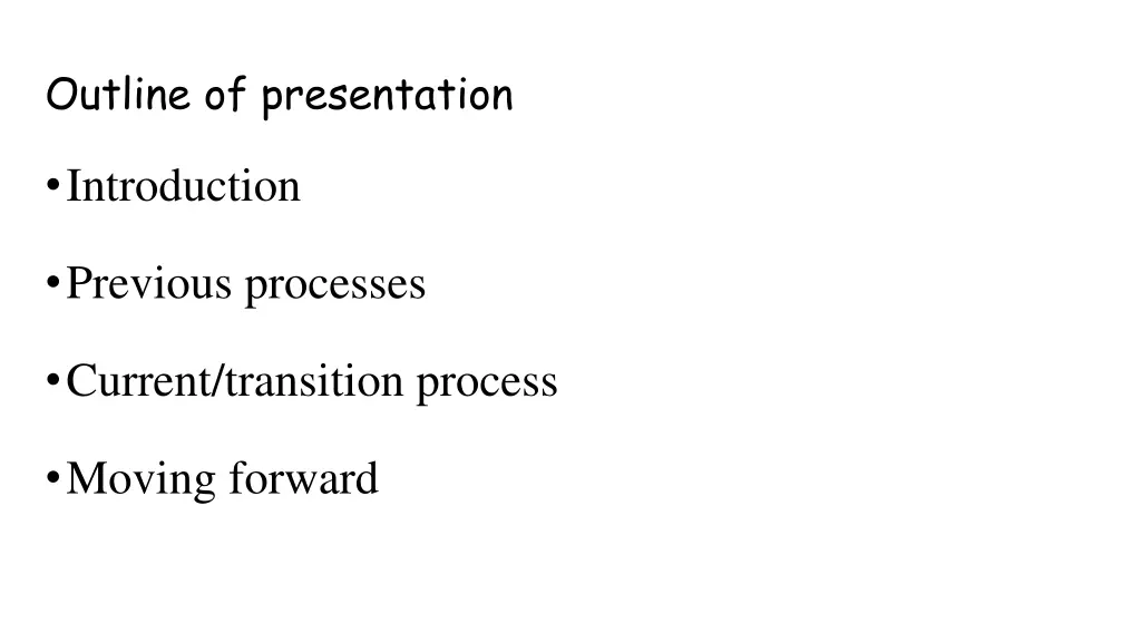 outline of presentation