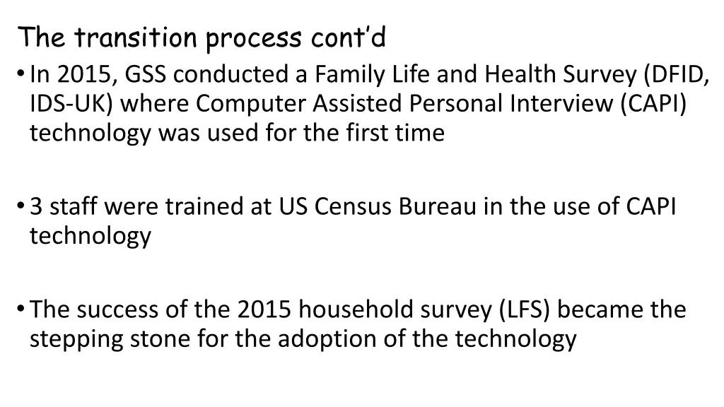 the transition process cont d