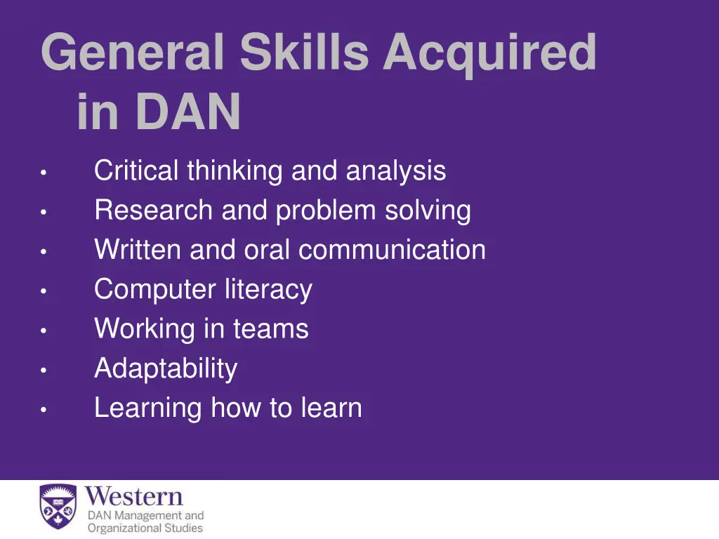 general skills acquired in dan critical thinking