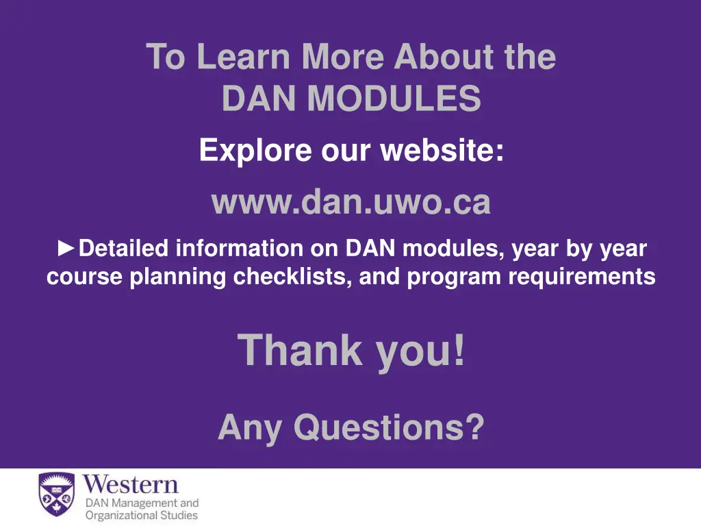 to learn more about the dan modules explore