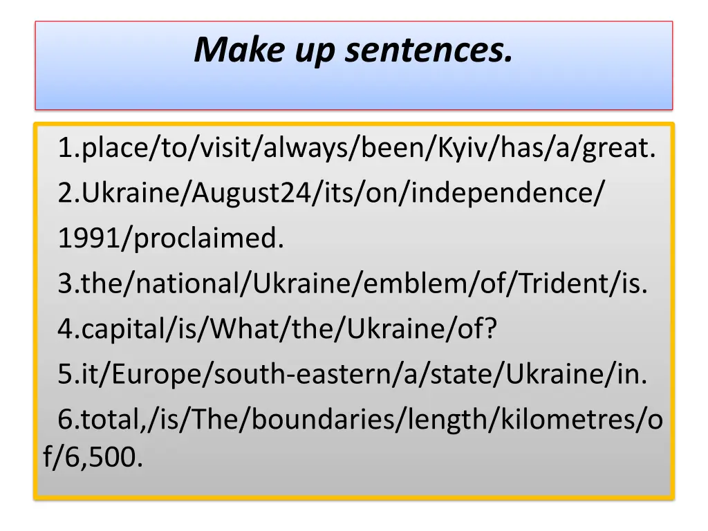 make up sentences