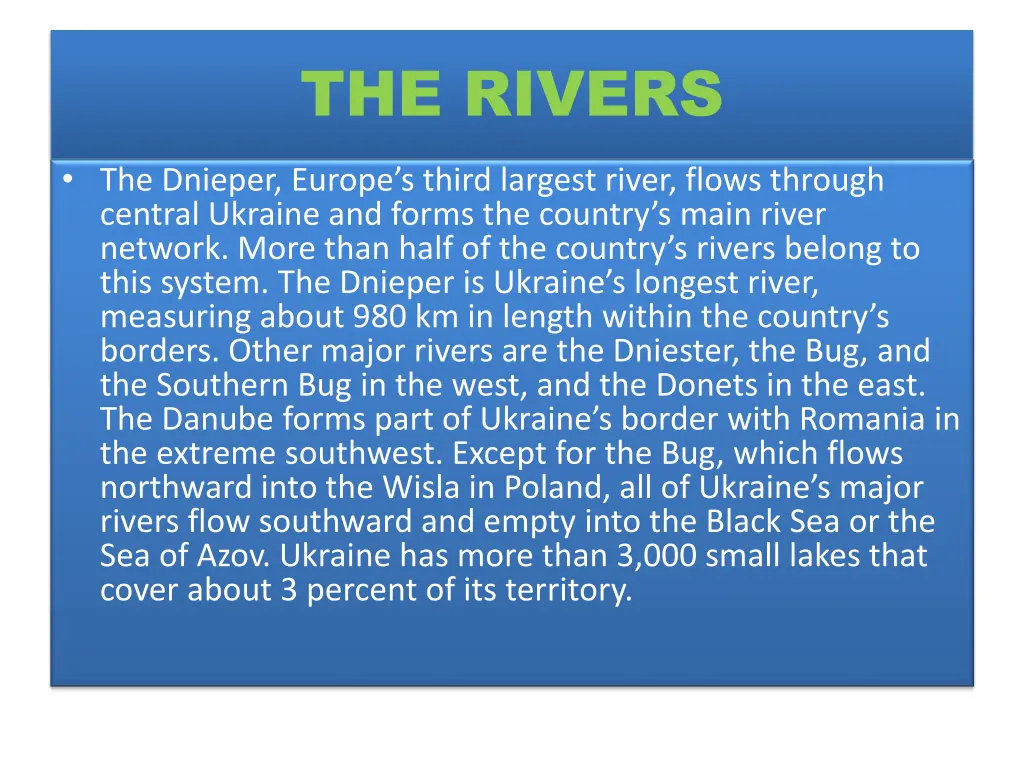 the rivers