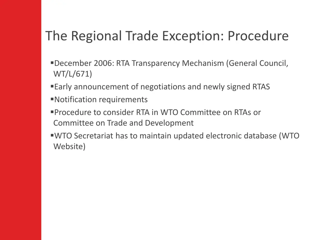 the regional trade exception procedure