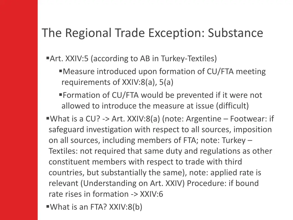 the regional trade exception substance