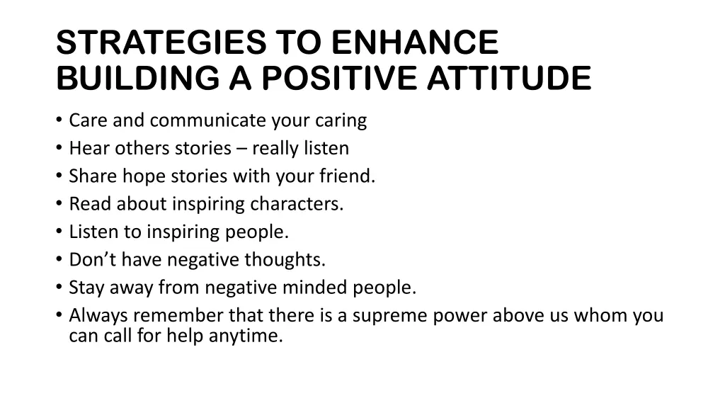 strategies to enhance building a positive attitude