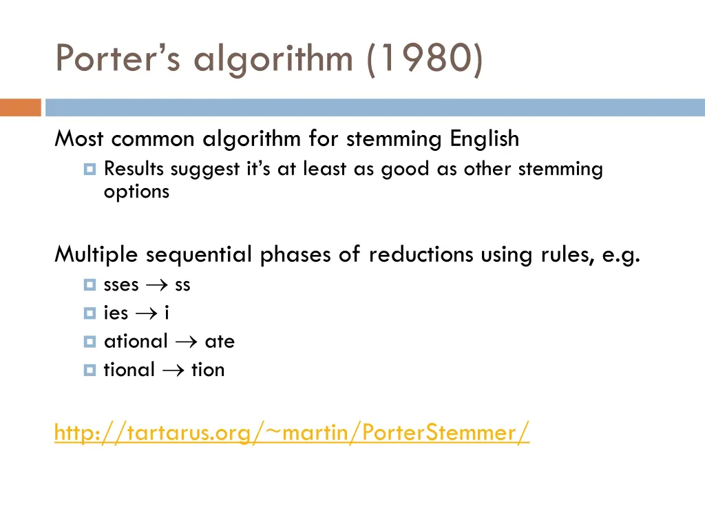 porter s algorithm 1980