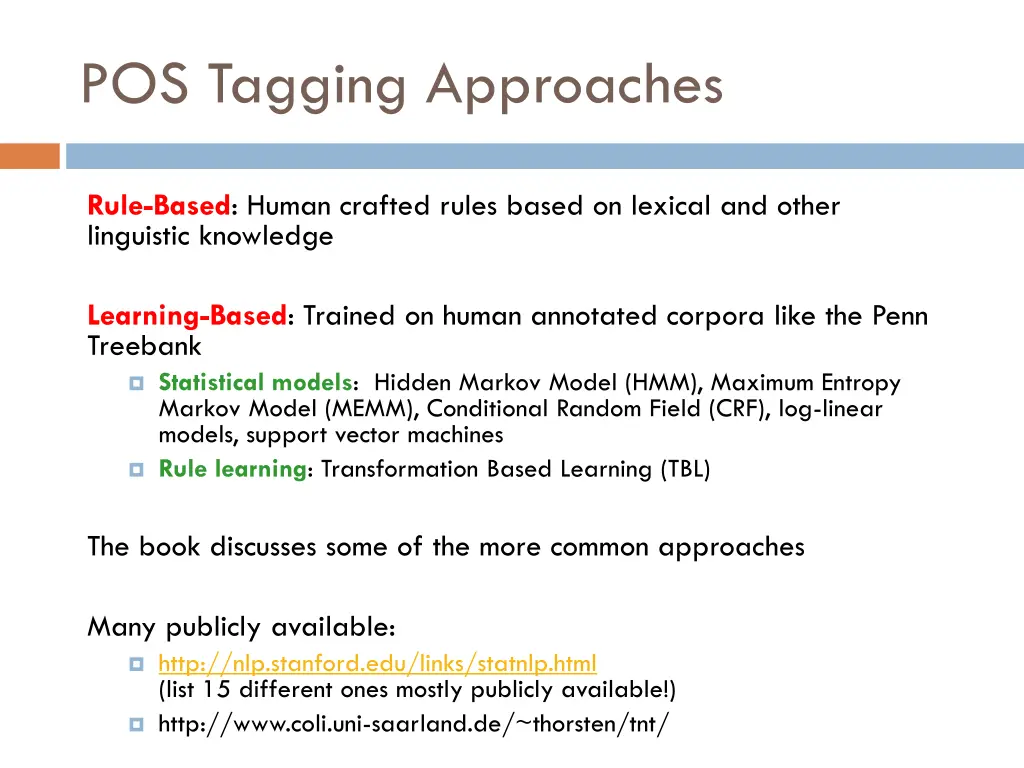 pos tagging approaches