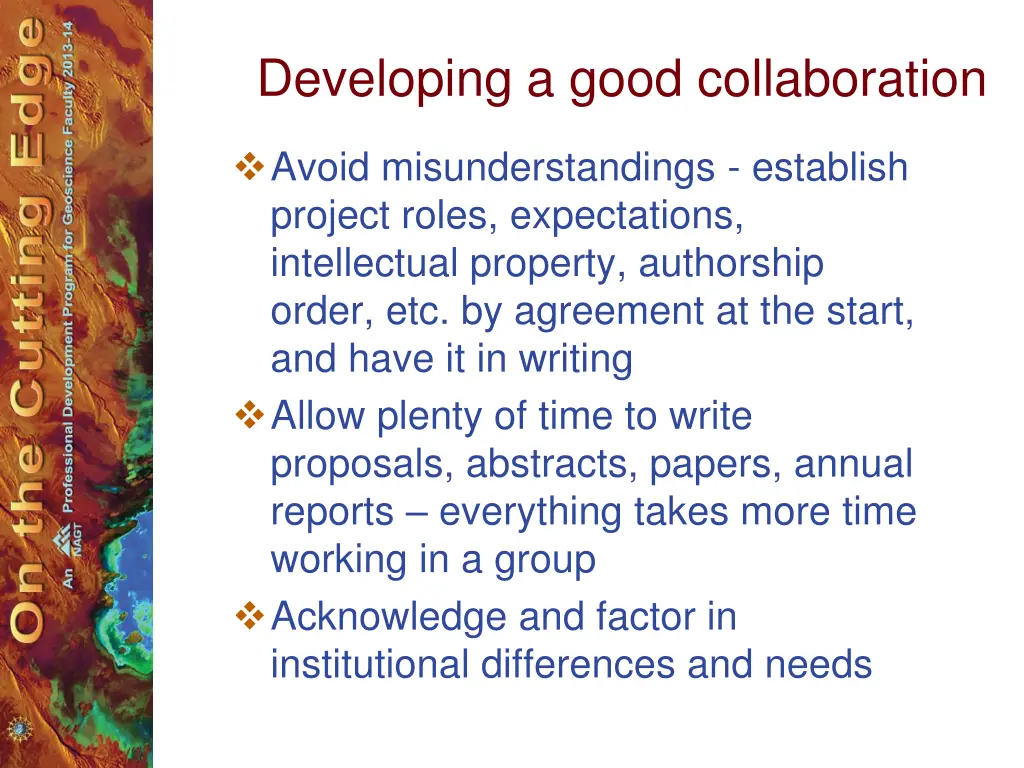 developing a good collaboration