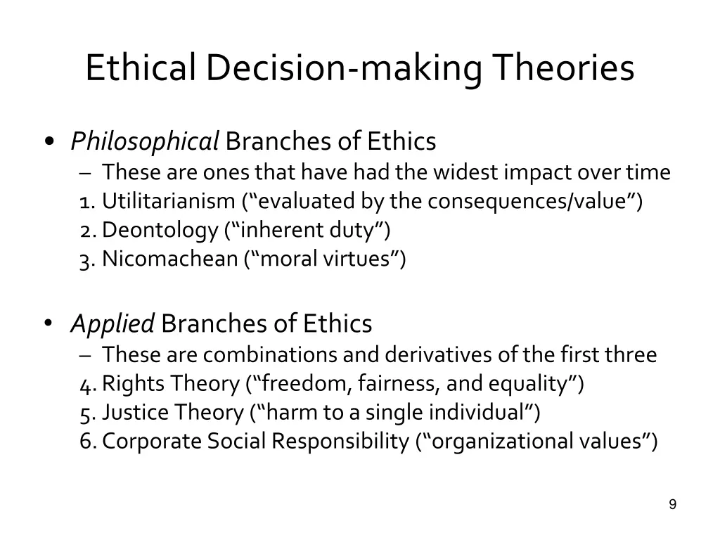 ethical decision making theories