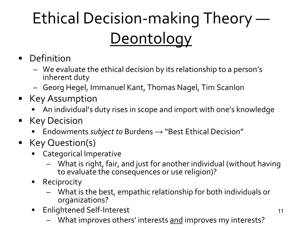 ethical decision making theory deontology