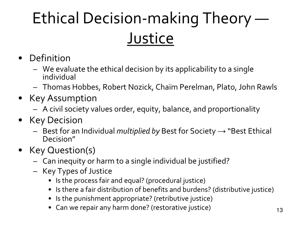 ethical decision making theory justice