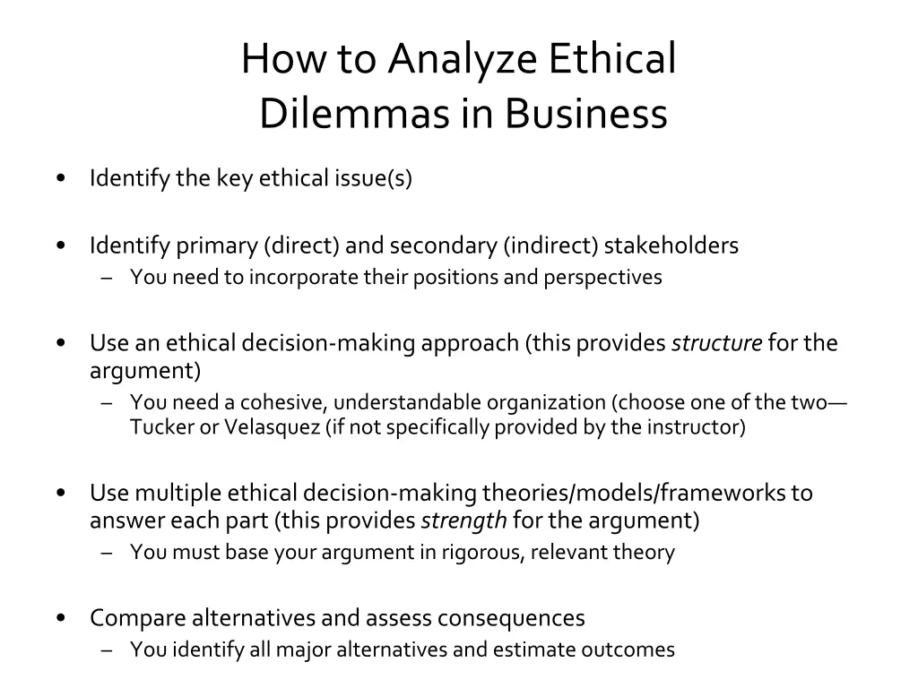 how to analyze ethical dilemmas in business