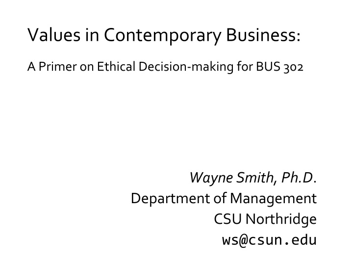 values in contemporary business