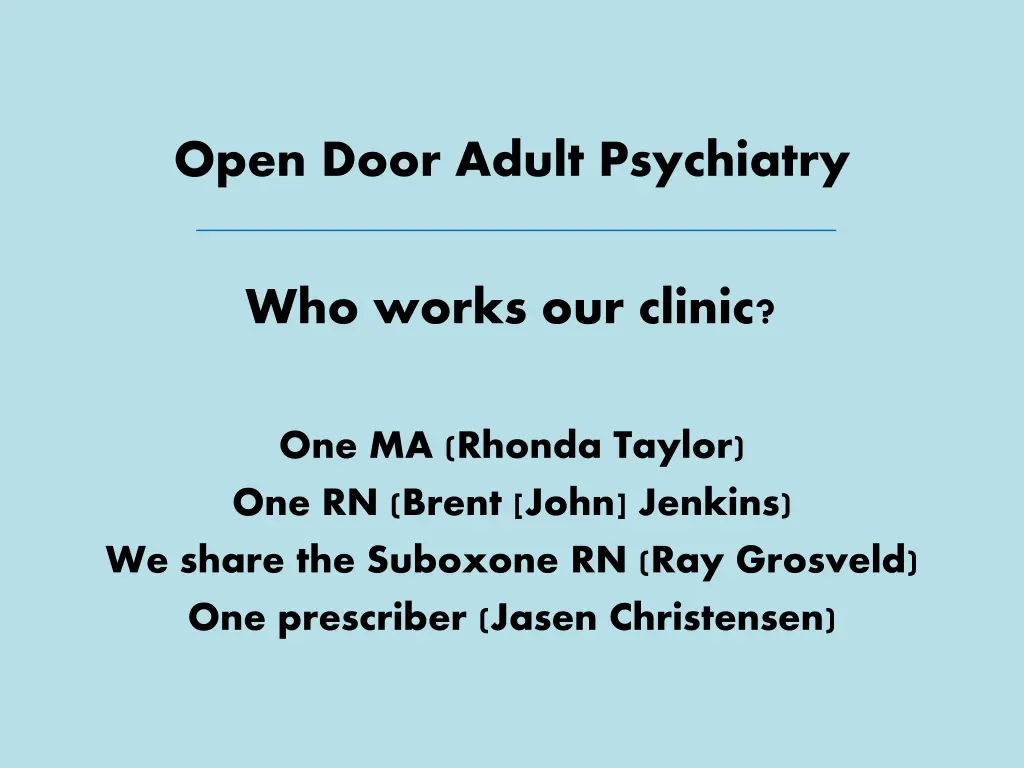 open door adult psychiatry