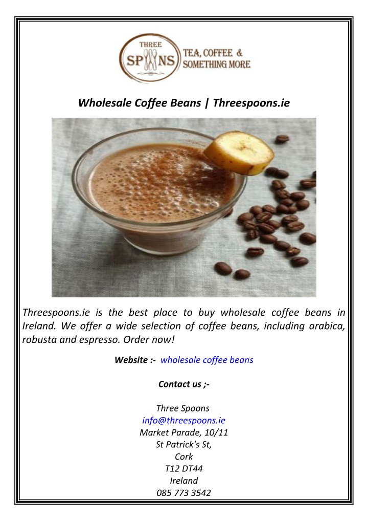 wholesale coffee beans threespoons ie