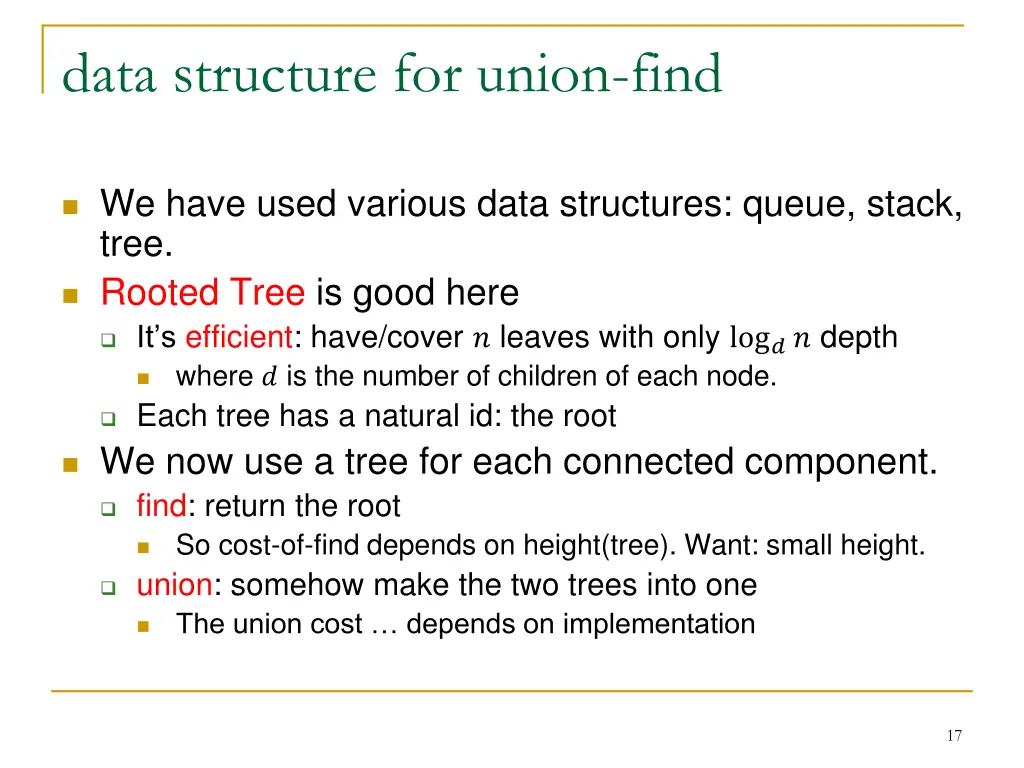 data structure for union find