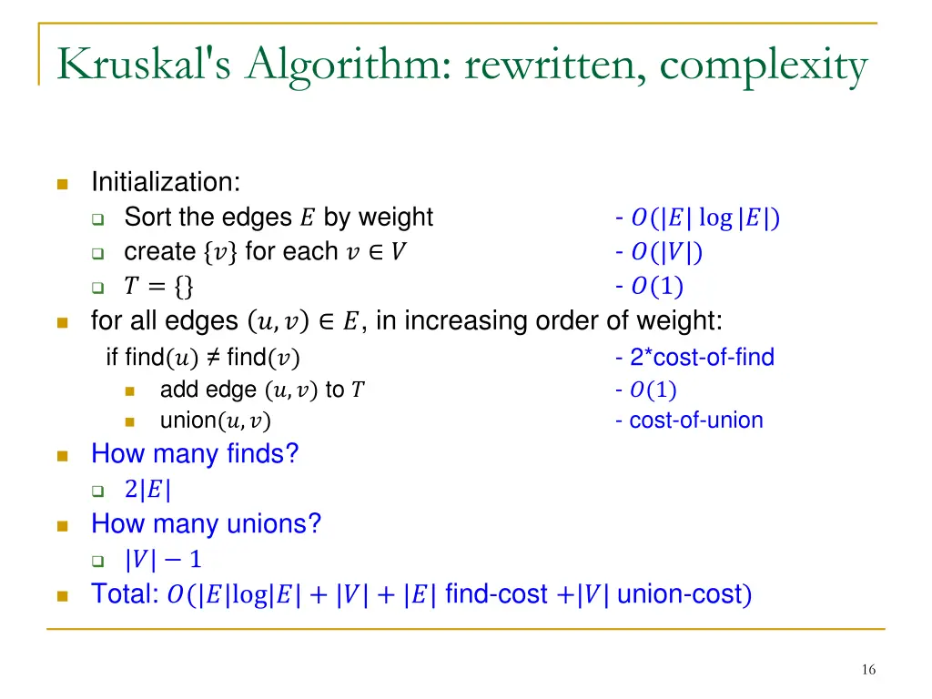 kruskal s algorithm rewritten complexity